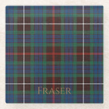 Dessous de verre en verre Clan Tartan Fraser