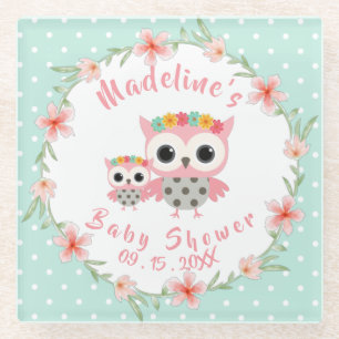 Dessous-de-verre En Verre Dessous de verre en verre de Baby shower Boho Owl