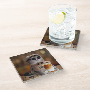 Dessous-de-verre En Verre Dessous de verre en verre de chat citrouille épice