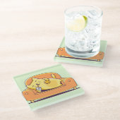 Dessous-de-verre En Verre Dessous de verre en verre de chat relaxant (Incliné)