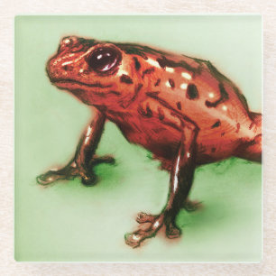 Dessous-de-verre En Verre Dessous de verre en verre de grenouille rouge, cro