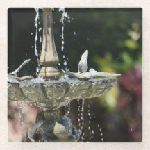 Dessous de verre en verre de la fontaine d'eau