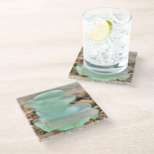 Dessous-de-verre En Verre Dessous de verre en verre de mer et sable