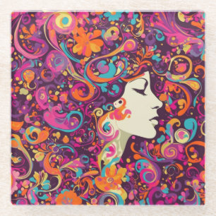 Dessous-de-verre En Verre Dessous de verre en verre de style bohème hippie r
