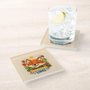 Dessous-de-verre En Verre Dessous de verre en verre de style été avec un mot