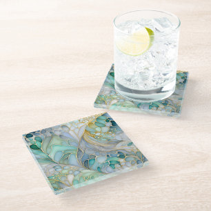 Dessous-de-verre En Verre Dessous de verre en verre d'encre Abstrait coloré