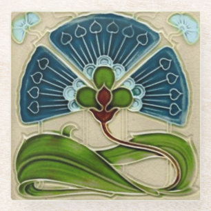 Dessous-de-verre En Verre Dessous de verre en verre - Dessin floral Art nouv