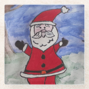 Dessous-de-verre En Verre Dessous de verre en verre du Père Noël