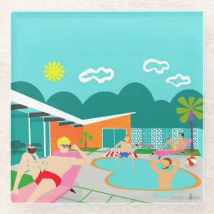 Dessous-de-verre En Verre Dessous de verre en verre du Retro Gay Pool Party