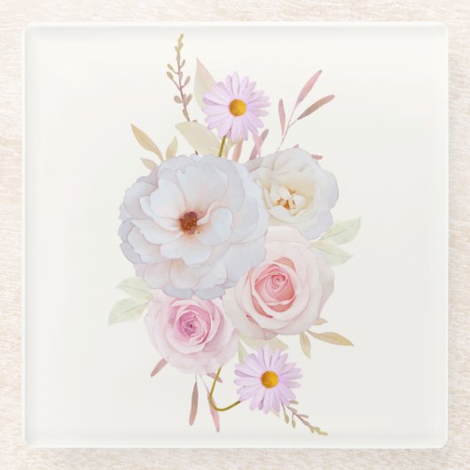 Dessous-de-verre En Verre Dessous de verre en verre floral (Devant)