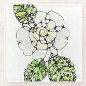 Dessous-de-verre En Verre Dessous de verre en verre - Gardenia blanche (Devant)