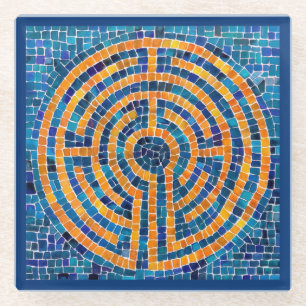 Dessous-de-verre En Verre Dessous de verre en verre LABYRINTH IV - Bleu