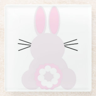 Dessous-de-verre En Verre Dessous de verre en verre lapin rose pâle de Pâque