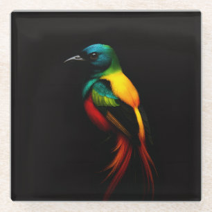 Dessous-de-verre En Verre Dessous de verre en verre Luxe Noir 4, Oiseau Trop