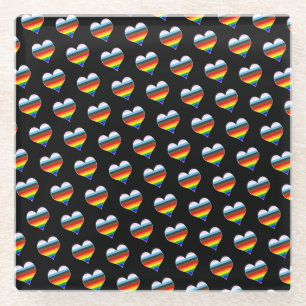 Dessous-de-verre En Verre Dessous de verre en verre Motif Rainbow Heart