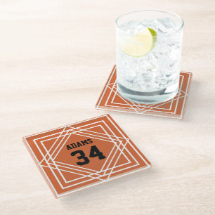 Dessous-de-verre En Verre Dessous de verre en verre orange et noir pour fan