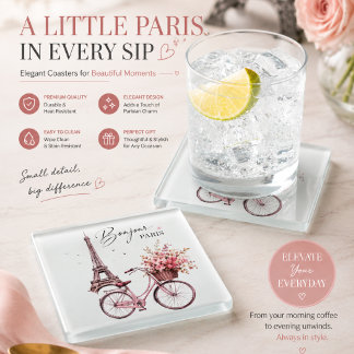 Dessous-de-verre En Verre Dessous de verre en verre Paris Vélo & Tour Eiffel