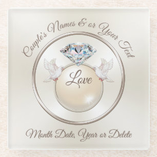 Dessous-de-verre En Verre Dessous de verre en verre personnalisé mariage fav