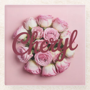 Dessous-de-verre En Verre Dessous de verre en verre rose Cheryl Bourgogne ro