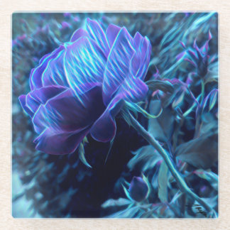 Dessous-de-verre En Verre Dessous de verre en verre Rose du jardin électriqu