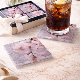 Dessous-de-verre En Verre Dessous de verre en verre rose Sakora – Dessin de