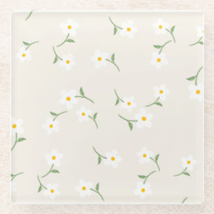 Dessous-de-verre En Verre Dessous de verre floral Marguerite Crème   Élégant