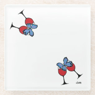 Dessous-de-verre En Verre Dessous de verre : Heure de fête