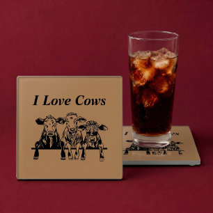 Dessous-de-verre En Verre Dessous de Verre J'Aime les Vaches