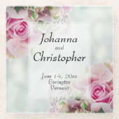 Dessous-de-verre En Verre Dessous de verre Mariage en verre rose Roses (Devant)