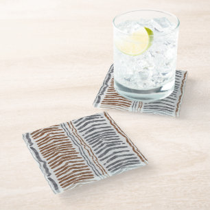 Dessous-de-verre En Verre Dessous de verre moderne gris marron