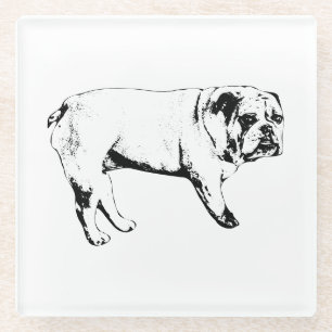 Dessous-de-verre En Verre Dessous de verre Outline Bulldog
