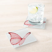Dessous-de-verre En Verre Dessous de verre papillon rose (Incliné)