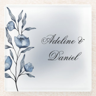 Dessous-de-verre En Verre Dessous de verre pour mariage Indigo Romance