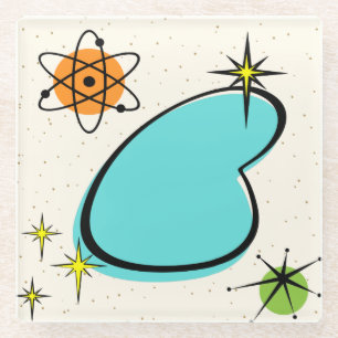 Dessous-de-verre En Verre Dessous de verre Retro Atomic Boomerang et Starbur