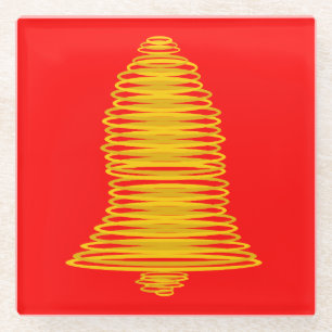 Dessous-de-verre En Verre Dessous de verre rouge Abstrait Gold Bell