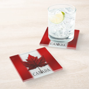 Dessous-de-verre En Verre Dessous de verre souvenir du drapeau canadien Dess