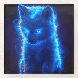 Dessous-de-verre En Verre Dessous de verre unique Wolf Pup