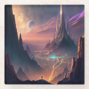 Dessous-de-verre En Verre Dessous de verre urbain futuriste de science-ficti