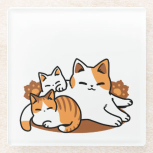 Dessous-de-verre En Verre Détendez-vous Art Chat - 'Laze Furr Days' pour les