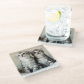 Dessous-de-verre En Verre Deux chatons mignons (Incliné)