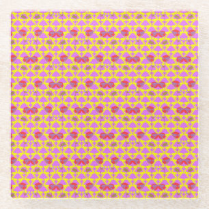 Dessous-de-verre En Verre Deux Fleurs Roses