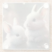 Dessous-de-verre En Verre Deux lapins mignons avec dessous de verre en verre (Dos)