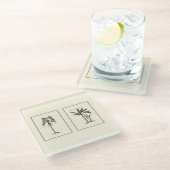 Dessous-de-verre En Verre Deux mini palmiers encadrés (Incliné)