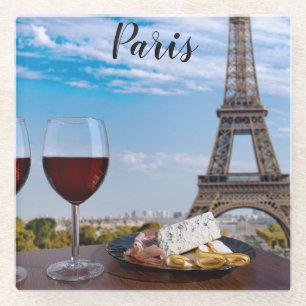 Dessous-de-verre En Verre Deux verres de vin en café à Paris