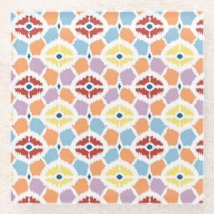Dessous-de-verre En Verre Diamants colorés ikat géométrique