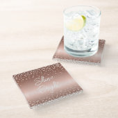 Dessous-de-verre En Verre Diamants d'or roses (Incliné)