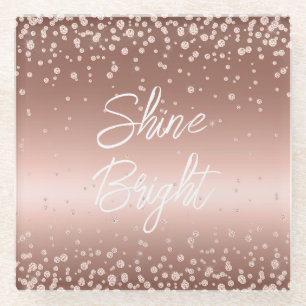 Dessous-de-verre En Verre Diamants d'or roses