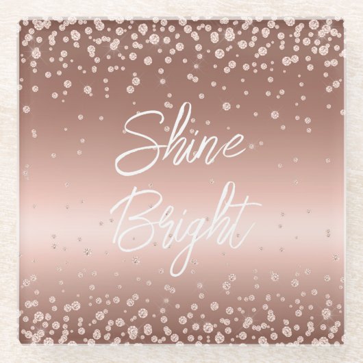 Dessous-de-verre En Verre Diamants d'or roses (Devant)