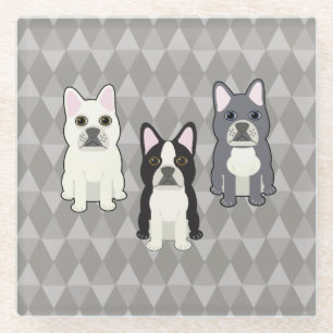 Dessous-de-verre En Verre Diamants Gris Frenchies