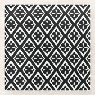 Dessous-de-verre En Verre Diamants médiévaux - noir et blanc